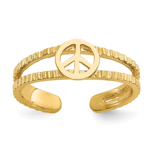 14k Yellow Gold Peace Sign Toe Ring
