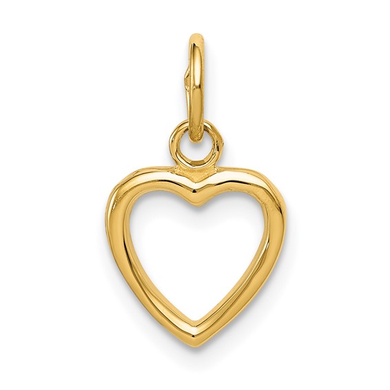 14kt Yellow Gold 3/8in Classic Heart Charm with Flat Back