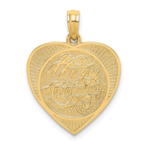 14k Yellow Gold Happy Anniversary Heart Pendant