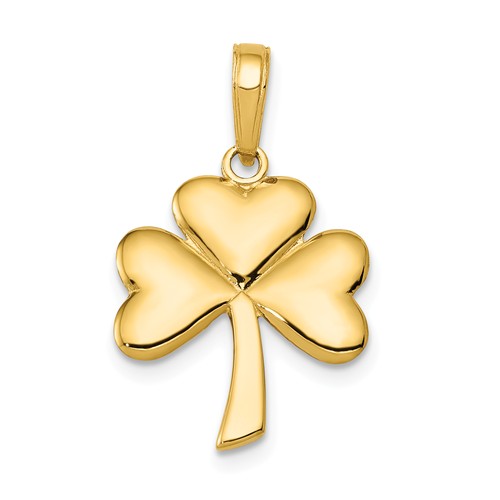 14k Yellow Gold Shamrock Pendant with Polished Finish 5/8in