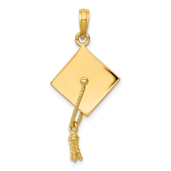 14kt Yellow Gold 3-D Graduation Cap Pendant
