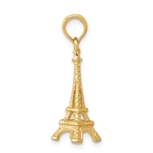 14kt Yellow Gold 7/8in 3-D Eiffel Tower Charm