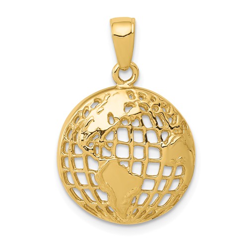 14k Yellow Gold Globe Pendant with Open Back 5/8in