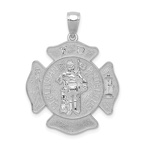 14k White Gold Fire Department St. Florian Pendant 1in