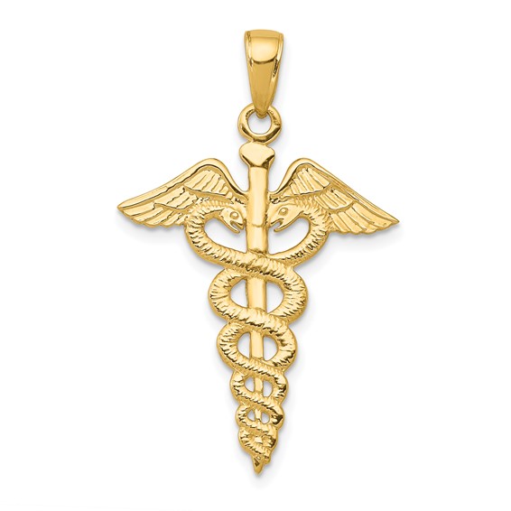 14kt Yellow Gold 1in Caduceus Pendant