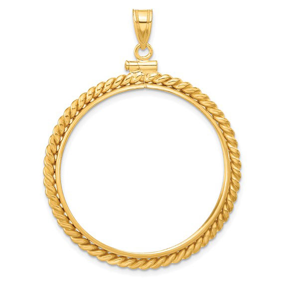 14k Yellow Gold Deluxe Twisted Rope Screw-top Bezel for 1 oz American Eagle Coin