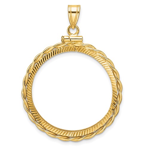 14k Yellow Gold Twisted Wire and Diamond-cut Coin Bezel for Ten Dollar US Coin
