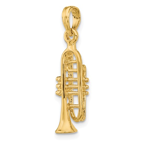 14k Yellow Gold 3-D Trumpet Pendant