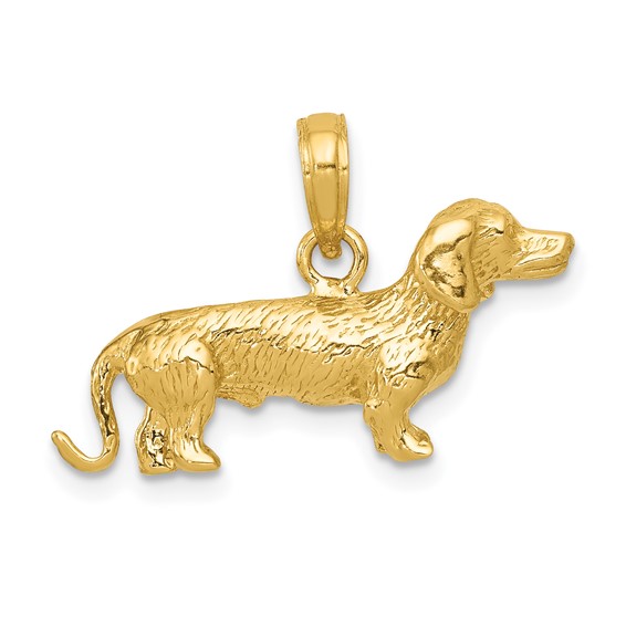 14kt Yellow Gold 3-D Wire Haired Dachshund Charm