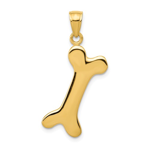 14k Yellow Gold Dog Bone Pendant 7/8in