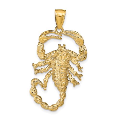 14k Yellow Gold Scorpion Pendant 1 1/4in
