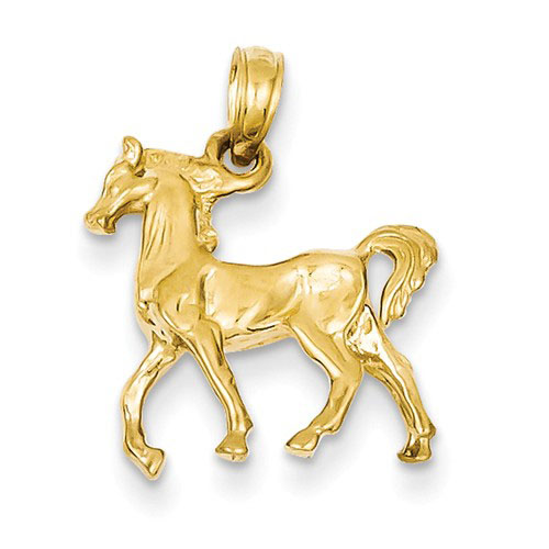 14kt Yellow Gold 5/8in 3-D Standing Horse Pendant