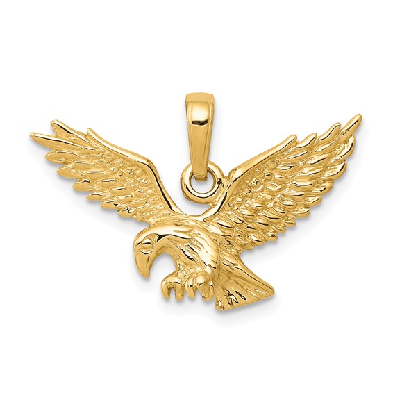 14k Yellow Gold Outstretched Eagle Pendant 5/8in
