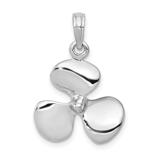 14k White Gold 3-D Propeller Pendant with Polished Finish 5/8in