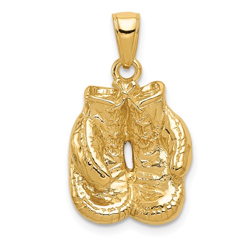 14k Yellow Gold Boxing Gloves Pendant 5/8in