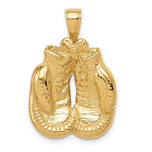 14k Yellow Gold Boxing Gloves Pendant 3/4in