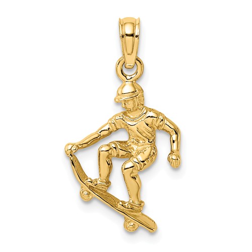 14k Yellow Gold 3-D Skateboarder Charm