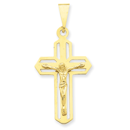 14k Yellow Gold 1 1/2in Vented Crucifix Pendant