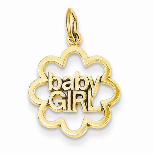 14k Yellow Gold Cut-out Baby Girl Charm 3/4in