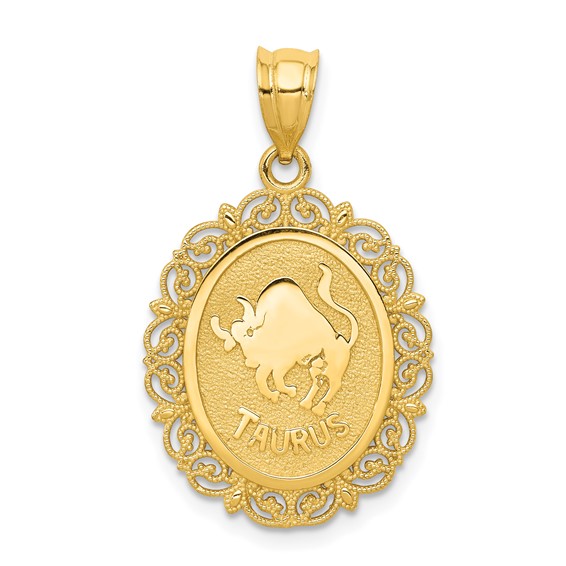 14kt Yellow Gold 3/4in Taurus Oval Pendant