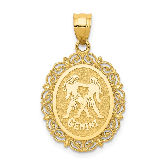 14kt Yellow Gold 3/4in Gemini Oval Pendant