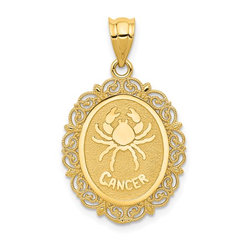 14kt Yellow Gold 3/4in Cancer Oval Pendant