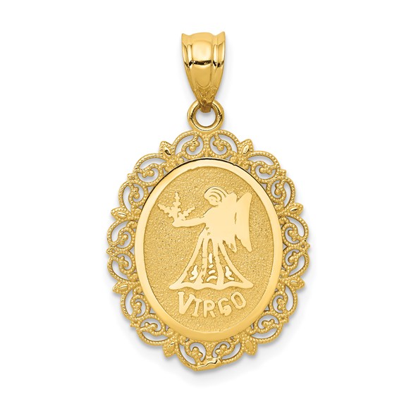 14kt Yellow Gold 3/4in Virgo Oval Pendant