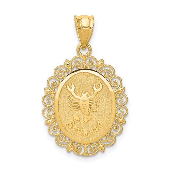 14kt Yellow Gold 3/4in Scorpio Oval Pendant