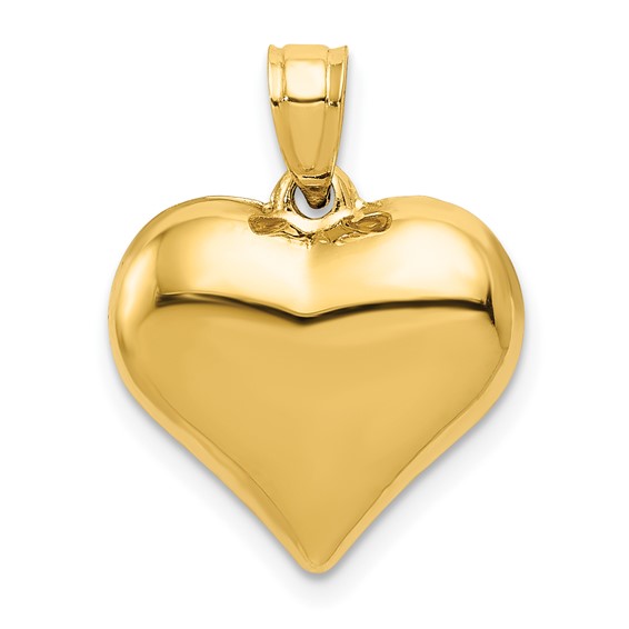 14kt Yellow Gold 1/2in Hollow Puff Heart Charm