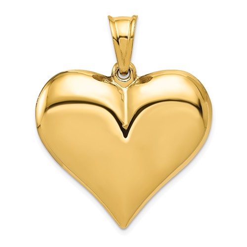 14kt Yellow Gold 1in Puffed Heart Pendant