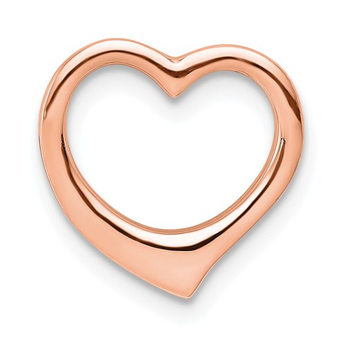 14k Rose Gold Small Open Heart Pendant Slide 1/2in