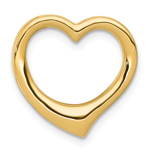14k Yellow Gold 3-D Open Heart Pendant Slide Pendant 5/8in