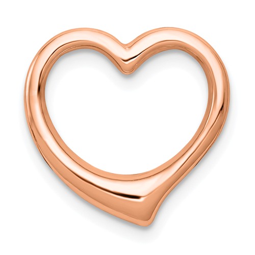 14k Rose Gold 3-D Open Heart Pendant Slide Pendant 5/8in