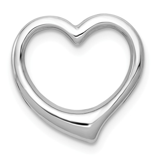 14k White Gold 3-D Open Heart Pendant Slide Pendant 5/8in