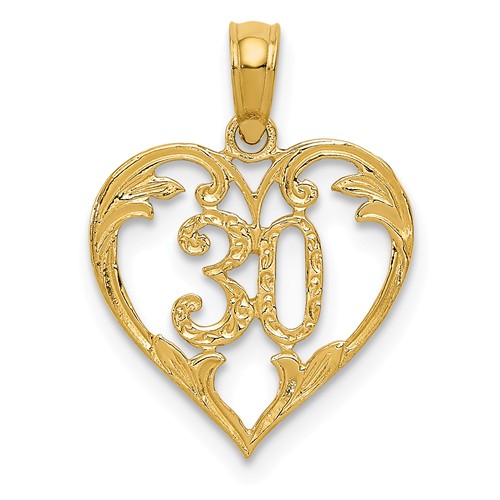 14k Yellow Gold 30th Anniversary Heart Pendant