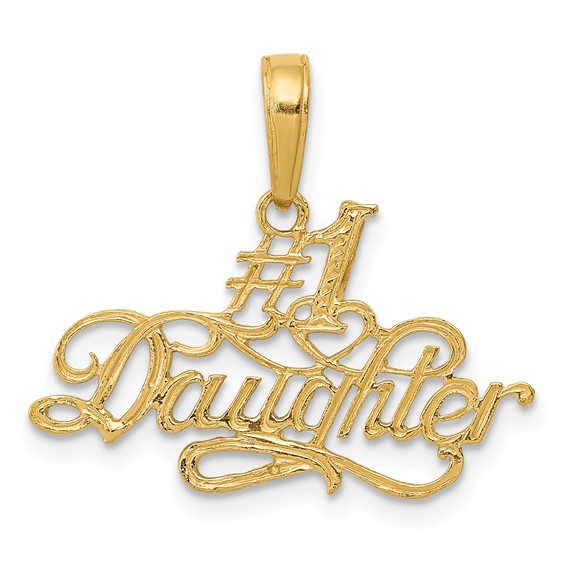 14kt Yellow Gold #1 Daughter Script Pendant