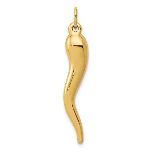 14kt Yellow Gold 1in Italian Horn Charm