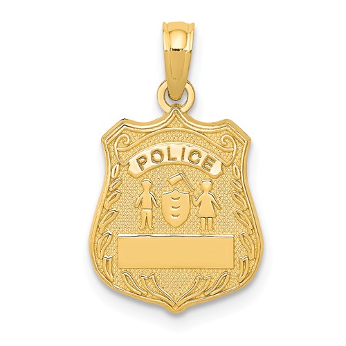 14k Yellow Gold Police Badge Pendant 1/2in