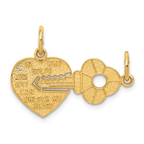 14k Yellow Gold Small He Who Holds The Key Can Unlock My Heart Pendant