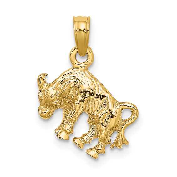14kt Yellow Gold 3-D Taurus Charm