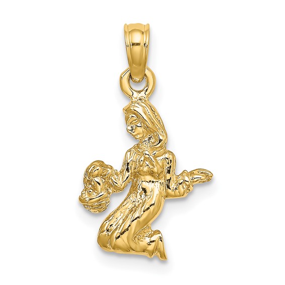 14k Yellow Gold 3-D Virgo Charm