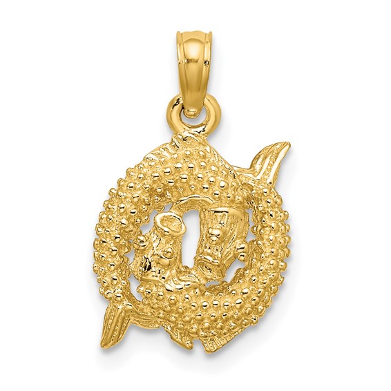 14kt Yellow Gold 1/2in 3-D Pisces Charm
