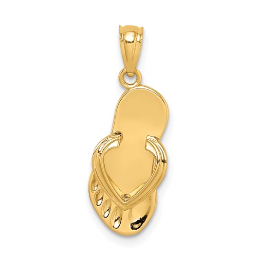 14k Yellow Gold Polished Flip Flop Pendant 5/8in