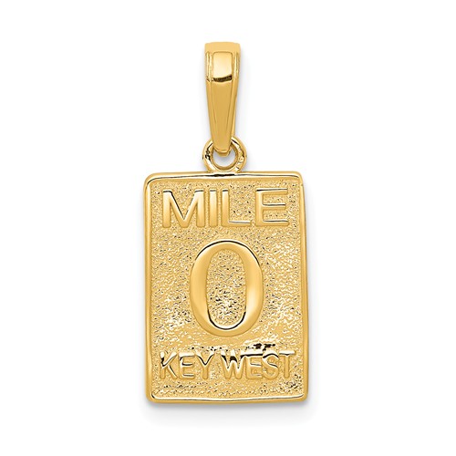 14k Yellow Gold Mile 0 Marker Key West Pendant