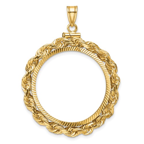 14k Yellow Gold Deluxe Rope and Diamond-cut Coin Bezel for Ten Dollar US Coin