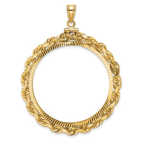 14k Yellow Gold Deluxe Rope and Diamond-cut Coin Bezel for $20 Eagle US Coin