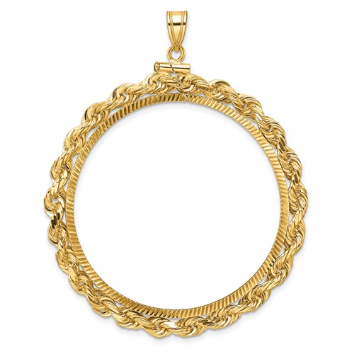 14k Yellow Gold Deluxe Rope and Diamond-cut Coin Bezel for Austria 4 Ducat Coin