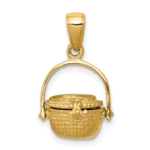 14k Yellow Gold 3-D Nantucket Basket Pendant