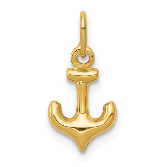 14kt Yellow Gold 3/8in 3-D Anchor Charm