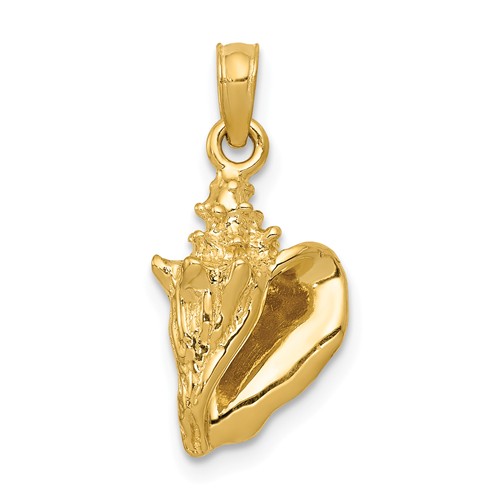 14k Yellow Gold 3-D Conch Shell Pendant 1/2in